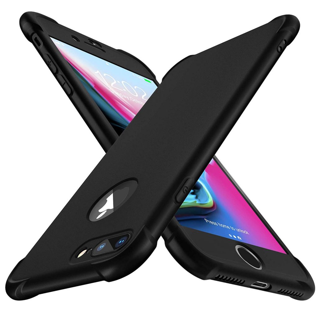 Coque Hybride Double Couche Pour IPhone SE 2020/8/7 - Anti-chocs, Avec Support Intégré, Noir